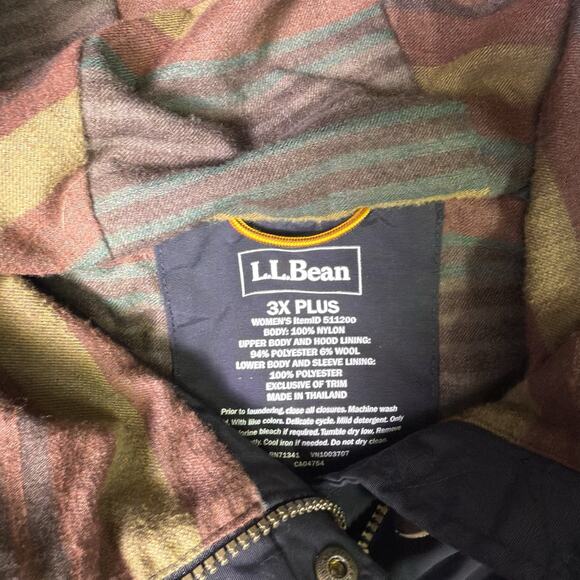 LL Bean Womens Nylon Hooded Full Zip Jacket 3X Plus Black Rain Resistant - Picture 9 of 13